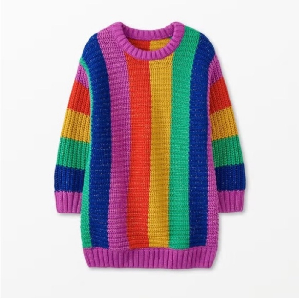 Hanna Andersson rainbow ribbed knit sweater dress